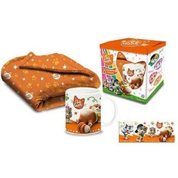 Partycolare Taza de cerámica para desayuno + manta 44 gatos