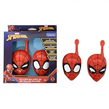 Walkie-Talkies 3D Spider-Man Lexibook - Alcance 500m, 2 Canales, Clip para Cinturón, Color Rojo
