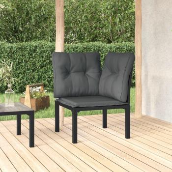 Black and Grey Poly Rattan Garden Corner Chair with Cushions