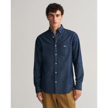 Gant Men's Sustainable Regular Fit Long Sleeve Indigo Shirt (L)