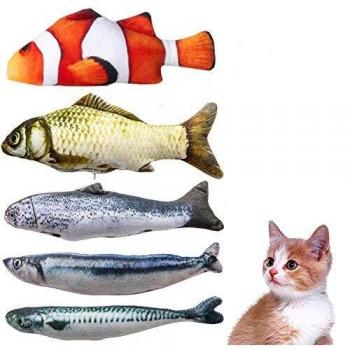 Felly Juguetes del Catnip,Juguetes Interactivo para Gatos con Hierba gatera, Almohada de Gato Catnip Fish Toy Chew del Gato Juguete Mascotas para Gatos, Perro