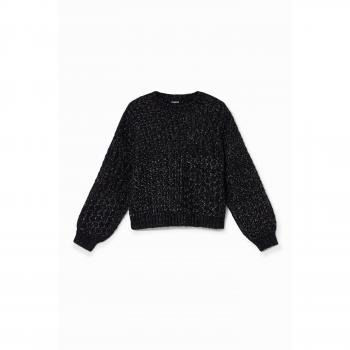 Desigual Black Polyester Sweater - XL, Round-neck Knitwear, Female, Black, Size: XL with Contrasting Details