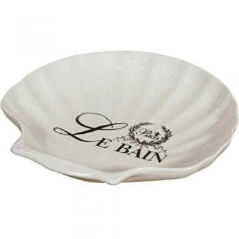 Juego de 4 jaboneras de porcelana en forma de concha 20x19x3,8 cm para baño y cocina