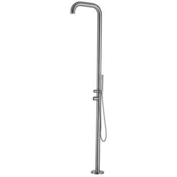 Ducha de Jardín Sined Chia en Acero Inoxidable Satinado 316L con Mezclador y Doccino, Altura 230 cm