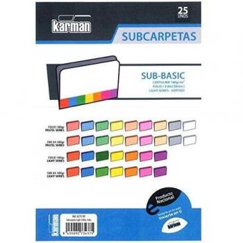 Subcarpetas KARMAN Light, Folio Colores Surtidos, Pack x25