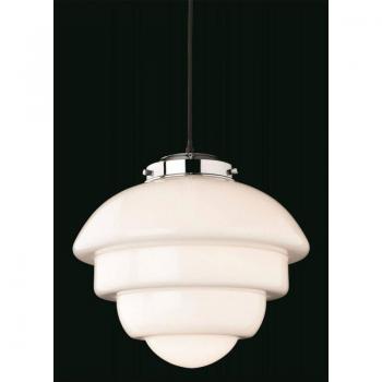 Lámpara colgante cristal blanco opal 1 bombilla 31cm E27 cromo vidrio opalino
