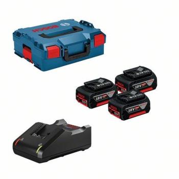 Bosch Professional Kit 18V: 3 Baterías GBA 5.0Ah, Cargador GAL18V-40 y Maletín L-BOXX 136