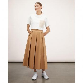 Falda midi con pliegues de fuelle y abertura de cremallera
