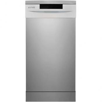 Lavavajillas Libre Instalación EVVO D1X Slim 45cm Inox, Capacidad 9 Cubiertos, Programa Rápido 30min, Media Carga, Bandeja Ajustable