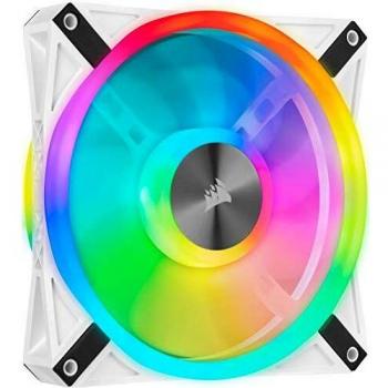Corsair iCUE QL140 RGB, Ventilador LED RGB de 140 mm, 34 LED RGB Direccionables Individualmente, De Hasta 1250 RPM, Silencioso, Amortiguadores Antivibraciones, Paquete Individual, Blanco
