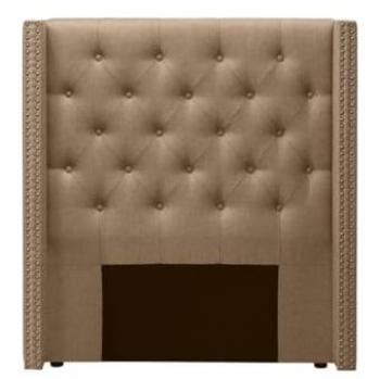 Cabecero capitoné de tela beige - 100 cm - modelo Massimo