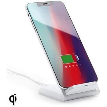 Cargador Inalámbrico Qi 10W para Smartphones Blanco (7 x 10,9 x 8,5 cm)