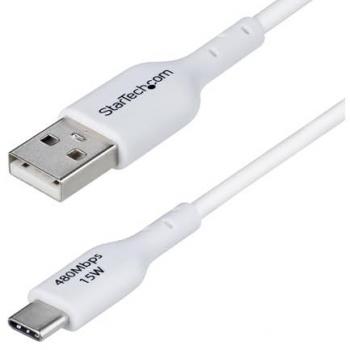 Cable Cargador USB-A a USB-C de 1m - 3A - Sincronización y Carga - USB 2.0 - Recubrimiento TPE - Blanco