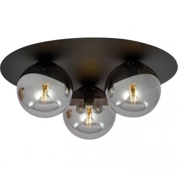 Plafón Solar EMIBIG LIGHTING, negro/grafito, 3 luces, lámpara de techo de metal y cristal negro, dimensiones h: 19 cm x l: 43 cm