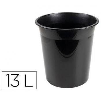 Q-Connect KF19034 - Papelera de plástico, 13 litros, color negro opaco, dimensiones 275x285 mm