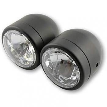 Juego de faros dobles 90 mm negros H4/H7 con luz de cruce y larga
