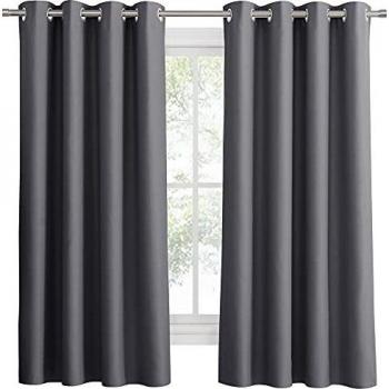 PONY DANCE Cortinas Opacas 2 Piezas Cortinas Termicas Aislantes Frio y Calor Cortinas Dormitorio Cortinas Grises con Ojales, 132x158 CM, Gris
