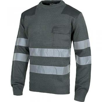 Jersey de Cuello Redondo Grueso con Reflectantes y Bolsillo WORKTEAM S5507 para Hombre en Gris