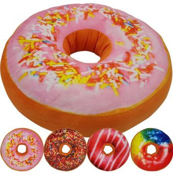 Cojín Donut 40 cm - Cojín decorativo suave y mullido en forma de donut - Diferentes variables a elegir, Color:Rosa