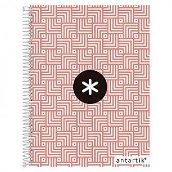 Cuaderno espiral liderpapel a4 micro antartik tapa forrada120h 100 gr cuadro 5 mm banda 4 taladros trending coral
