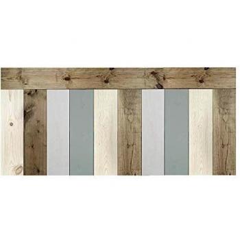 Decowood - Cabecero para Cama Dormitorio, Crooked Forest con Lamas Combinadas, Madera de Pino, Verde Azulado, Natural y Envejecido - 200 x 80 cm