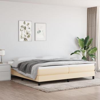 Estructura de cama box spring en tela color crema 200x200 cm