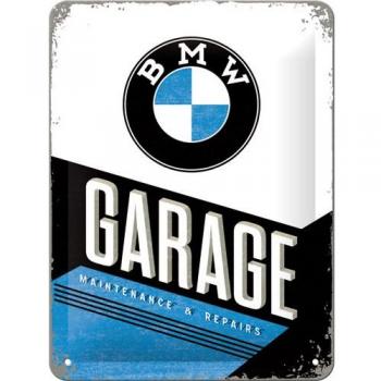 Nostalgic-Art Cartel de Chapa Retro BMW – Garage – Idea de Regalo para los Fans de los Accesorios de Coches, metálico, Diseño Vintage, 15 x 20 cm
