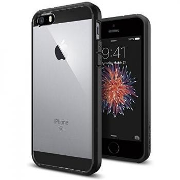 Spigen SGP10515 - Funda para iPhone SE / 5 / 5S, Claro/Negro