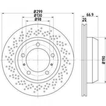Disco de Freno Ventilado Perforado HELLA 8DD 355 120-221 para Porsche Boxster y Cayman