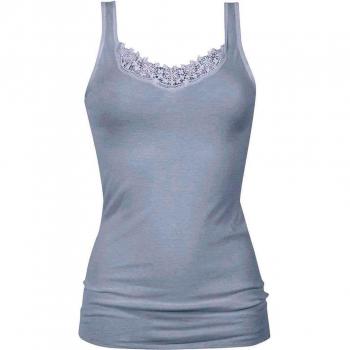 Mey Noblesse Women's Lace Trim V-Neck Tank Top in White Cotton Size 46