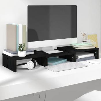 Soporte de monitor/TV de madera maciza de pino negro 60x24x10,5 cm