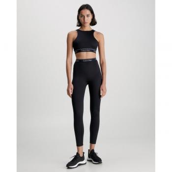 Calvin Klein Women's Chic Contrast Detail Leggings - Black, Size M, Training Leggings with Contrasting Print Logo and Elastic Waistband
