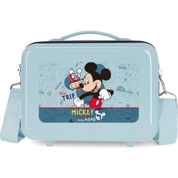 Disney Neceser Mickey Road Trip Azul Claro Adaptable a Trolley Rígido 29x21x15cm