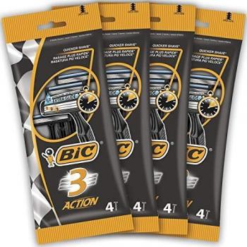 Maquinillas Desechables BIC 3 Action para Hombre - Paquete de 16 unidades con 3 Cuchillas cada una