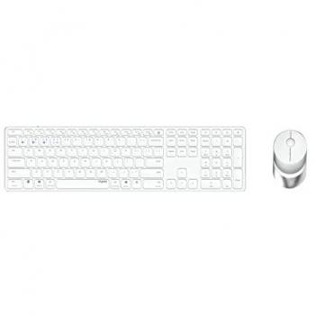 Set de Teclado y Ratón Inalámbrico Rapoo 9850M - Bluetooth y 2.4 GHz, Diseño QWERTZ Alemán, Color Blanco, 1600 DPI