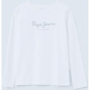 Camiseta de niña Pepe Jeans manga larga con logo brillantina