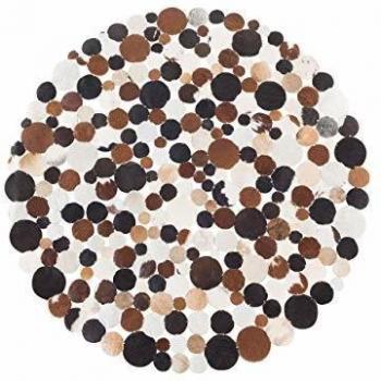 Alfombra Redonda de Piel Multicolor Ø 140 cm Patchwork Elaborada a Mano Sorgun