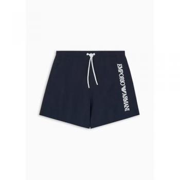 Emporio Armani Men's Side Logo Woven Swim Shorts, Navy Blue, Size L