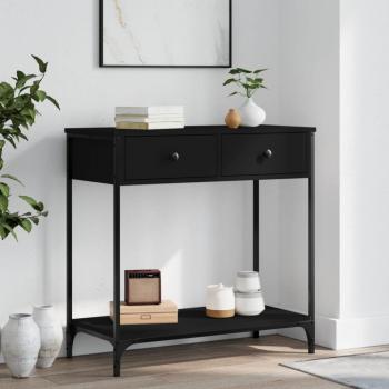 Mesa consola de madera de ingeniería 75x34,5x75 cm en color Negro, Roble Sonoma y Roble ahumado - Mesa de sofá, Mesa de Entrada para Salón, Consola de Entrada, Mueble Recibidor