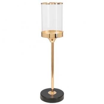 Portavelas Romimex Dorado Metal Vidrio 12 x 47 x 12 cm