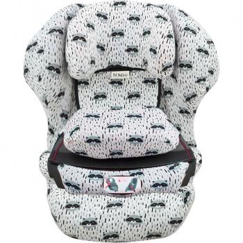 Funda para Silla Jyoko Cybex Juno Fix Racoon Town, compatible con silla de coche Cybex Juno Fix, fabricada en material suave y lavable, diseño colorido y atractivo para niños