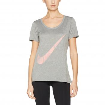 Nike W Nk Dry Tee Leg Pyram Swsh Camiseta de Manga Corta, Mujer, Gris