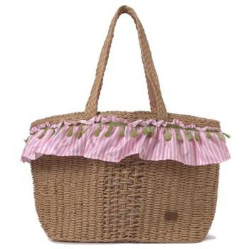 Bolsa de Playa Grande Bebé Mayoral 9.432 - Cesta Capazo para Mamá - Rafia Resistente y Ligera - Cierre con Cordón e Interior Forrado con Popelín Estampado