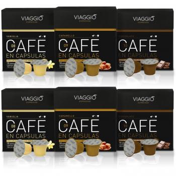 VIAGGIO ESPRESSO - 60 Cápsulas de Café Compatibles con Máquinas Nespresso - SABORIZADOS