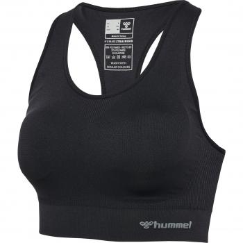 Hummel Tif Padded Seamless Sports Bra for Women, Black, Size XS
