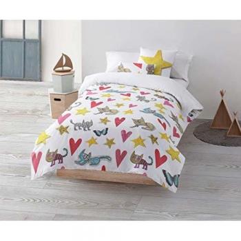 RIPSHOP - Funda nórdica de algodón percal de 175 Hilos - Cama de 90 x 190/200 cm - Artista ilustradora Anna Llenas | Gatets