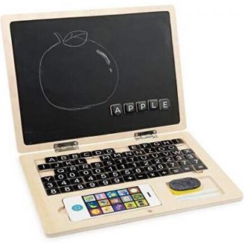 Portátil de Madera Small Foot con Pizarra Magnética y Letras Magnéticas para Juego Creativo