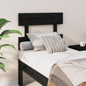Cabecero para cama negra de madera maciza de pino 78,5x3x81 cm