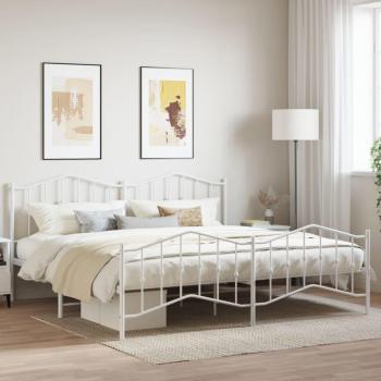 vidaXL Metal Bed Frame without Mattress with Footboard White 193x203cm