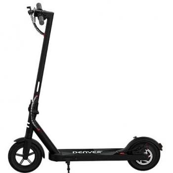 Patinete eléctrico Denver SEL-85350FBLACK. Potencia: 350 W. Velocidad de hasta 25 km/h. Autonomía de 18 km por Carga. Rueda Delantera Hinchable y Rueda Trasera sólida de 8,5 Pulgadas, Negro